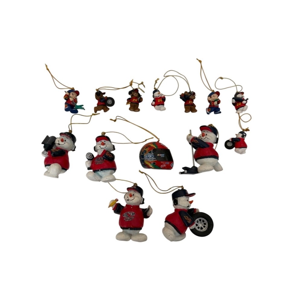 Nascar Dupont Racing Snowman Bear Ornaments